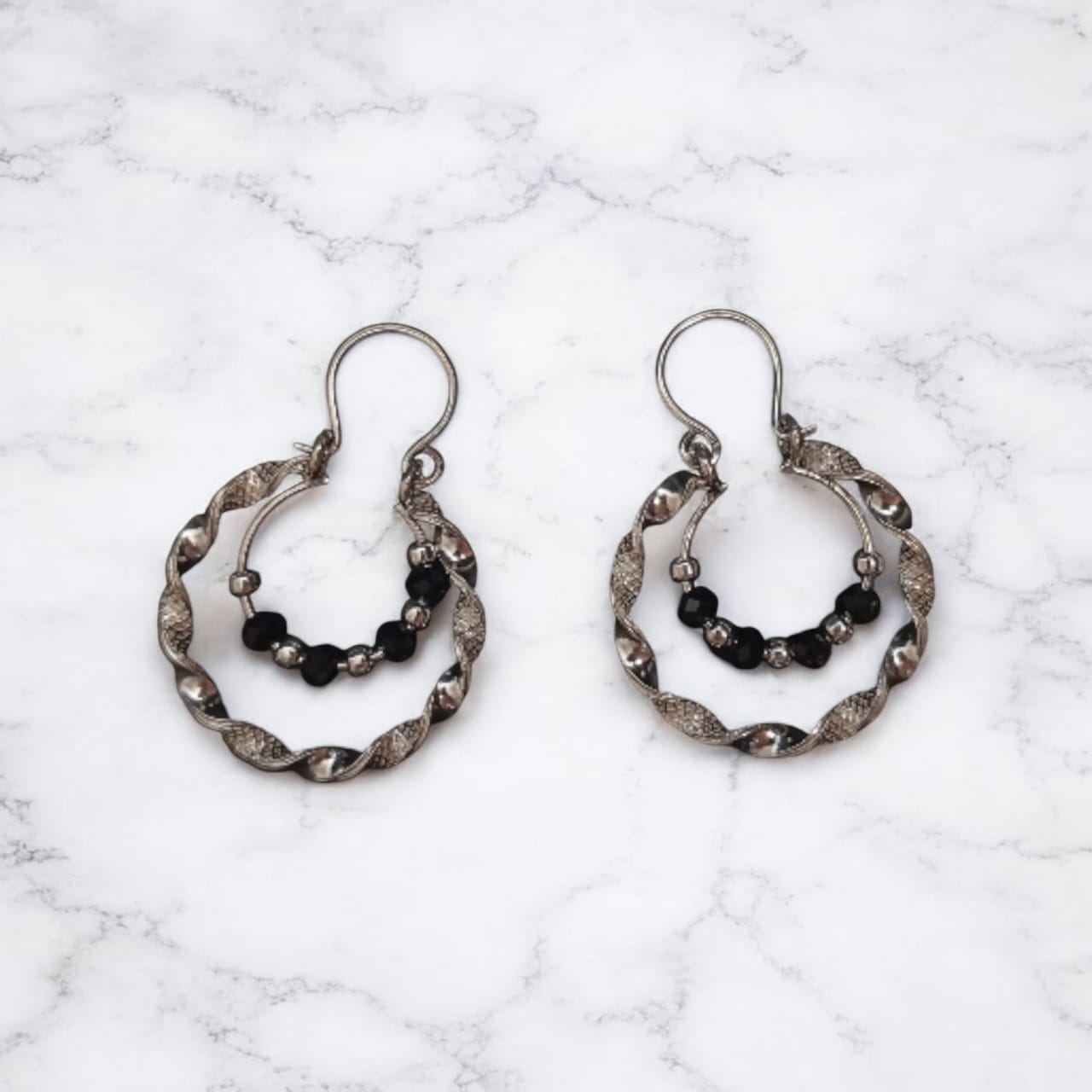 Aros Argolla Trenzado Negro