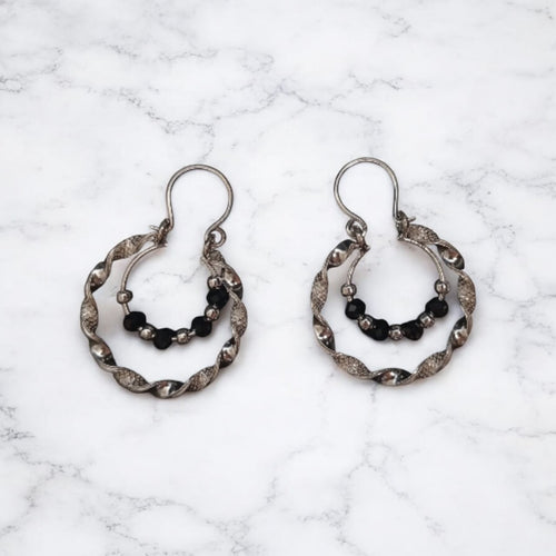 Aros Argolla Trenzado Negro